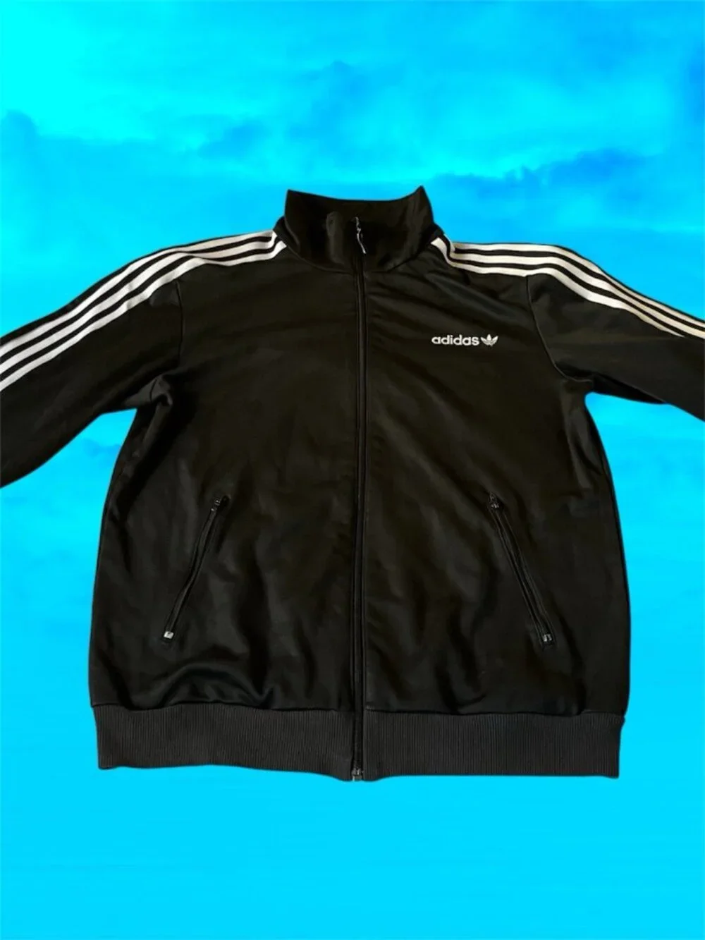 ADIDAS Originals Beckenbauer Track Jacket Black White Size Medium Preowned
